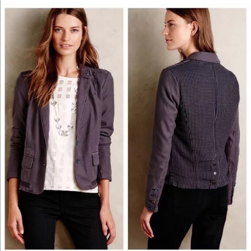 Anthr Hei Hei Delaine Plaid Back Blazer Sz 12